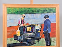Acryl schilderij, maya wildevuur, kraam, 1993 - afbeelding 2 van  9