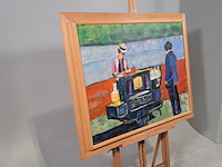 Acryl schilderij, maya wildevuur, kraam, 1993 - afbeelding 3 van  9