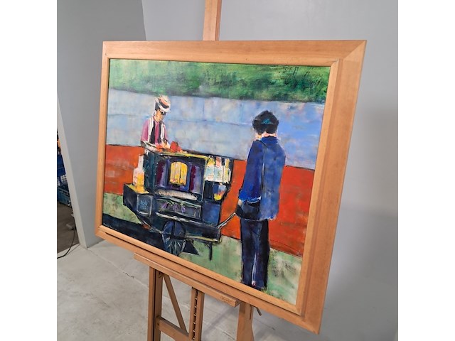 Acryl schilderij, maya wildevuur, kraam, 1993 - afbeelding 4 van  9
