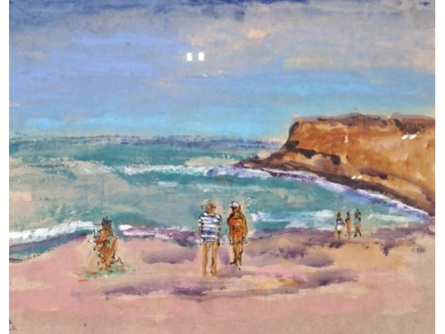 Acryl schilderij, maya wildevuur, lagune marokko, 2002 - afbeelding 1 van  9