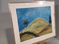 Acryl schilderij, maya wildevuur, landschap, 1991 - afbeelding 3 van  9