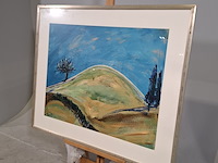 Acryl schilderij, maya wildevuur, landschap, 1991 - afbeelding 4 van  9