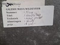 Acryl schilderij, maya wildevuur, landschap, 1991 - afbeelding 9 van  9