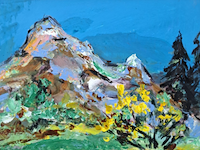 Acryl schilderij, maya wildevuur, landschap, 1993 - afbeelding 1 van  10