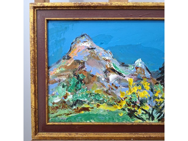 Acryl schilderij, maya wildevuur, landschap, 1993 - afbeelding 4 van  10