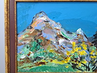 Acryl schilderij, maya wildevuur, landschap, 1993 - afbeelding 4 van  10