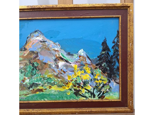 Acryl schilderij, maya wildevuur, landschap, 1993 - afbeelding 5 van  10