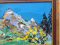 Acryl schilderij, maya wildevuur, landschap, 1993 - afbeelding 5 van  10