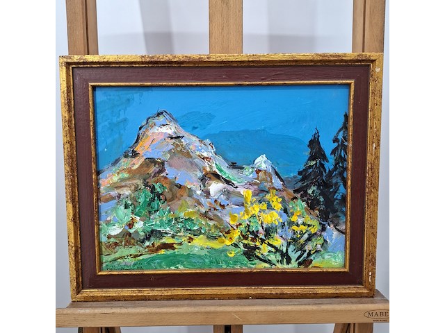 Acryl schilderij, maya wildevuur, landschap, 1993 - afbeelding 3 van  10