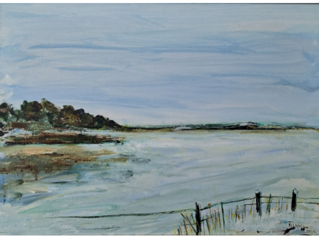 Acryl schilderij, maya wildevuur, landschap, 1995 - afbeelding 1 van  10