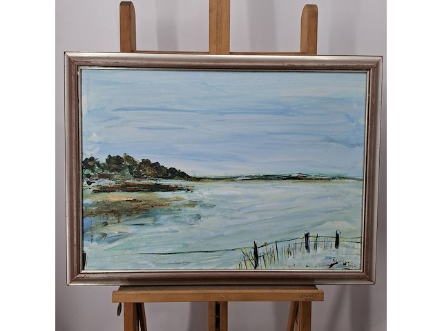 Acryl schilderij, maya wildevuur, landschap, 1995 - afbeelding 3 van  10