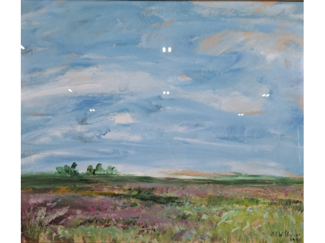 Acryl schilderij, maya wildevuur, landschap, 1996 - afbeelding 1 van  11
