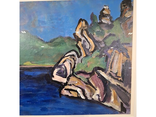 Acryl schilderij, maya wildevuur, landschap, 2000 - afbeelding 2 van  9