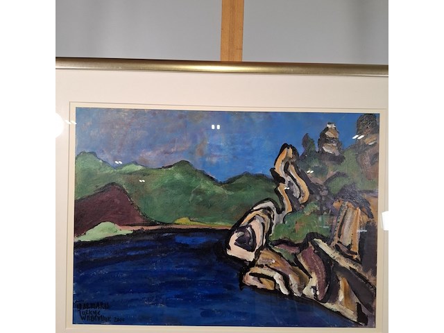 Acryl schilderij, maya wildevuur, landschap, 2000 - afbeelding 3 van  9