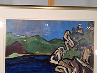 Acryl schilderij, maya wildevuur, landschap, 2000 - afbeelding 3 van  9