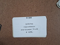 Acryl schilderij, maya wildevuur, landschap, 2000 - afbeelding 5 van  9