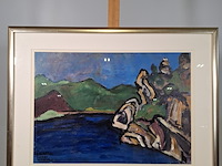 Acryl schilderij, maya wildevuur, landschap, 2000 - afbeelding 7 van  9