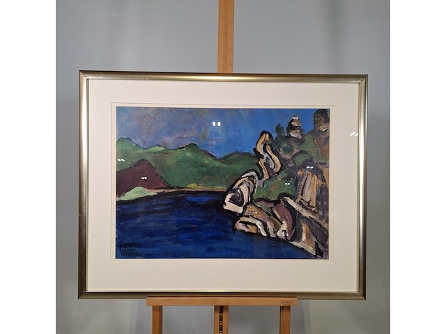 Acryl schilderij, maya wildevuur, landschap, 2000 - afbeelding 9 van  9