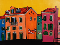 Acryl schilderij, maya wildevuur, landschap, 2004 - afbeelding 1 van  9