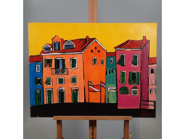 Acryl schilderij, maya wildevuur, landschap, 2004 - afbeelding 2 van  9