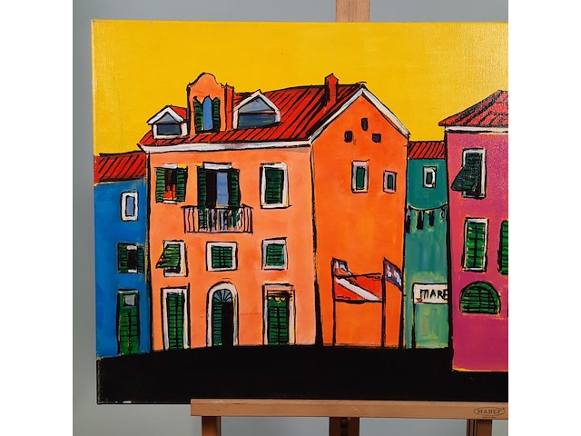 Acryl schilderij, maya wildevuur, landschap, 2004 - afbeelding 3 van  9