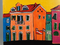 Acryl schilderij, maya wildevuur, landschap, 2004 - afbeelding 3 van  9