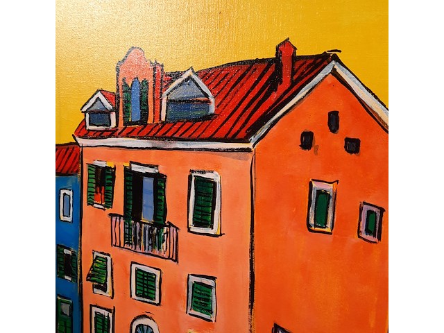 Acryl schilderij, maya wildevuur, landschap, 2004 - afbeelding 5 van  9