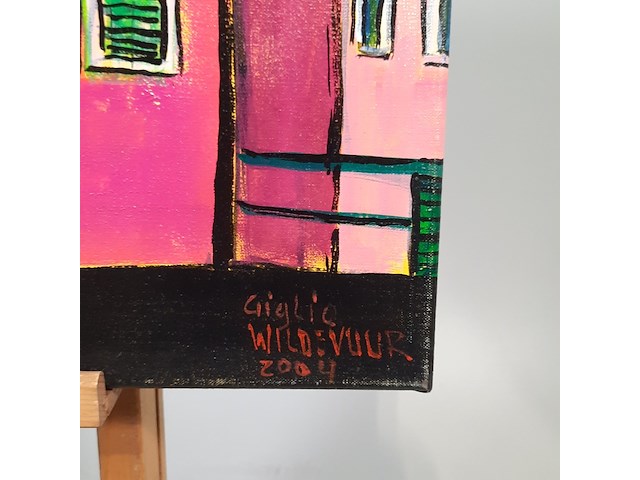 Acryl schilderij, maya wildevuur, landschap, 2004 - afbeelding 6 van  9