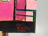 Acryl schilderij, maya wildevuur, landschap, 2004 - afbeelding 6 van  9