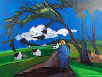 Acryl schilderij, maya wildevuur, landweg, 2001