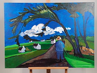 Acryl schilderij, maya wildevuur, landweg, 2001 - afbeelding 2 van  9