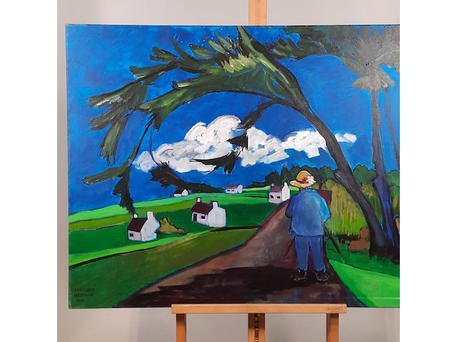 Acryl schilderij, maya wildevuur, landweg, 2001 - afbeelding 3 van  9