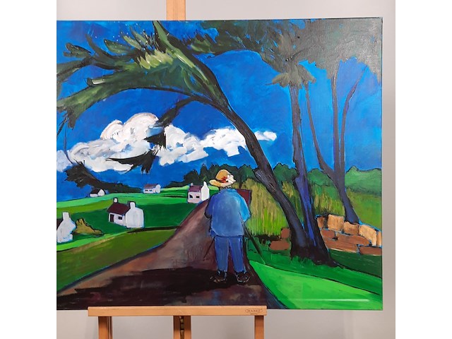 Acryl schilderij, maya wildevuur, landweg, 2001 - afbeelding 4 van  9