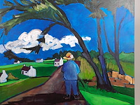 Acryl schilderij, maya wildevuur, landweg, 2001 - afbeelding 4 van  9
