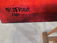 Acryl schilderij, maya wildevuur, lezende vrouw, 2001 - afbeelding 5 van  8