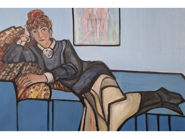 Acryl schilderij, maya wildevuur, liggende vrouw - afbeelding 1 van  10