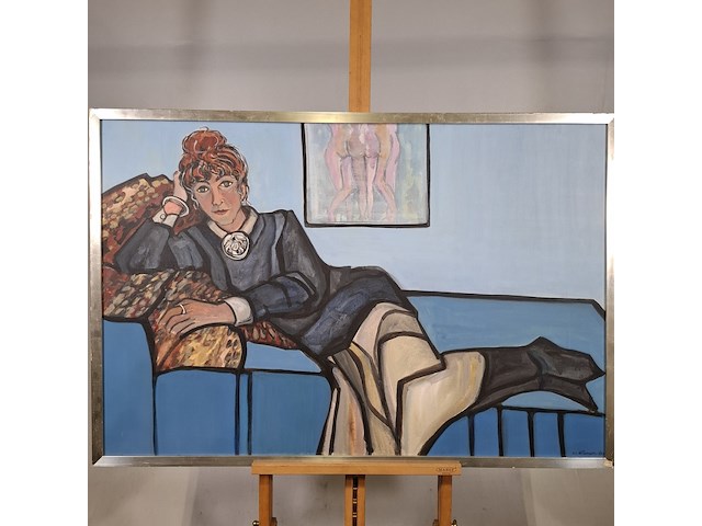 Acryl schilderij, maya wildevuur, liggende vrouw - afbeelding 3 van  10
