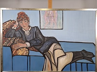 Acryl schilderij, maya wildevuur, liggende vrouw - afbeelding 3 van  10