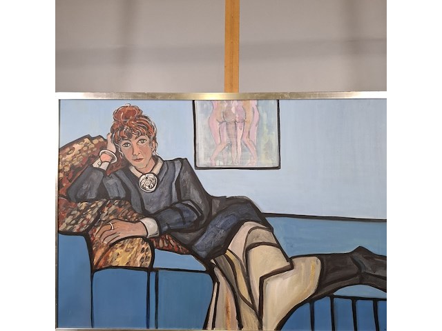 Acryl schilderij, maya wildevuur, liggende vrouw - afbeelding 4 van  10
