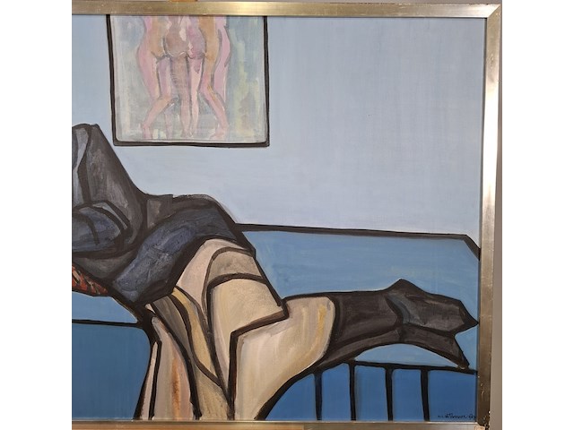 Acryl schilderij, maya wildevuur, liggende vrouw - afbeelding 5 van  10