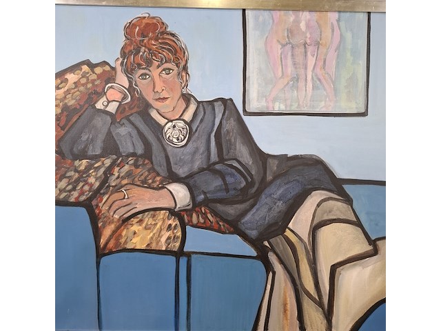 Acryl schilderij, maya wildevuur, liggende vrouw - afbeelding 6 van  10