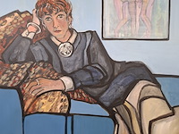 Acryl schilderij, maya wildevuur, liggende vrouw - afbeelding 6 van  10