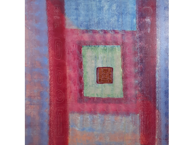 Acryl schilderij, maya wildevuur, maan, 1992 - afbeelding 1 van  8