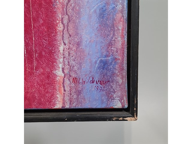 Acryl schilderij, maya wildevuur, maan, 1992 - afbeelding 6 van  8