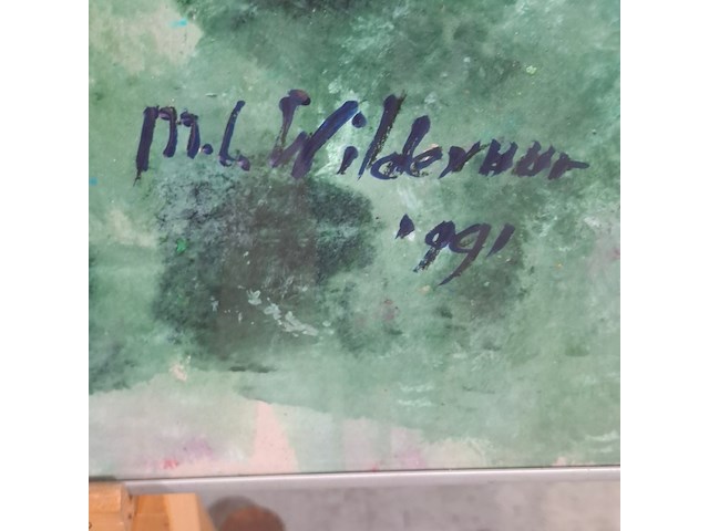 Acryl schilderij, maya wildevuur, marjolein, 1991 - afbeelding 2 van  7