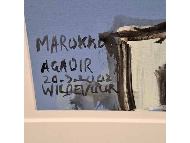 Acryl schilderij, maya wildevuur, marokko, 2002 - afbeelding 4 van  7