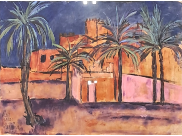 Acryl schilderij, maya wildevuur, marokko, 2002 - afbeelding 1 van  9
