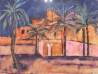 Acryl schilderij, maya wildevuur, marokko, 2002