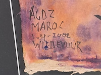 Acryl schilderij, maya wildevuur, marokko, 2002 - afbeelding 3 van  9