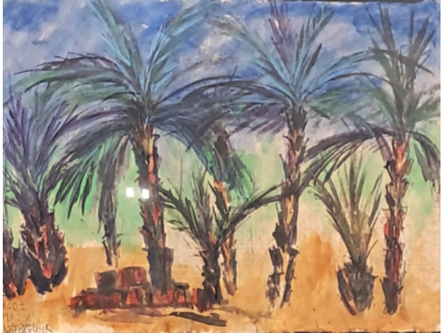 Acryl schilderij, maya wildevuur, marokko, 2002 - afbeelding 1 van  9